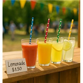 Paper Straight Straw Assorted "Ice Drink" Ø0,8cm 24cm (100 Units) 