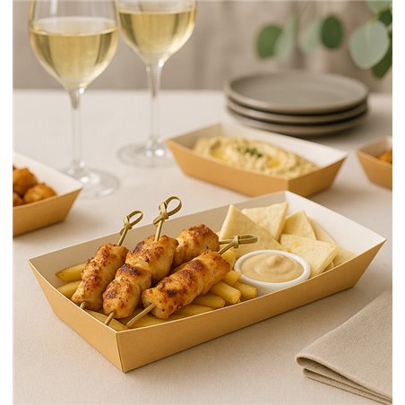 Kraft tray for hot dogs, sausages and takeaway food