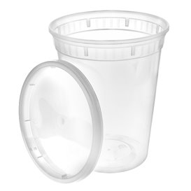 Plastic Container in PP with Lid Transparent "Deli Range" 960ml (240 Units)