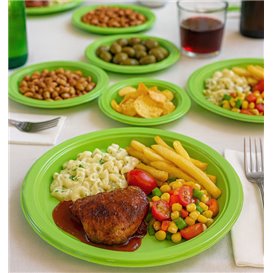 PS Reusable Plastic Plate Flat Lime Green Ø220m (300 Units)