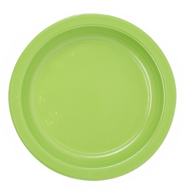 PS Reusable Plastic Plate Flat Lime Green Ø220mm (25 Units)