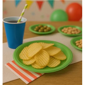 PS Reusable Plastic Plate Flat Lime Green Ø165mm (25 Units)