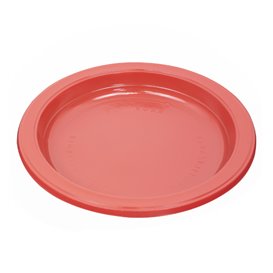 Plastic PS Reusable Plate Flat Red Ø220mm (25 Units)