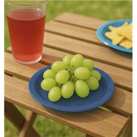 PS Reusable Plastic Plate Flat Dark Blue Ø165mm (25 Units)