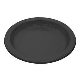 PS Reusable Plastic Plate Flat Black Ø220mm (300 Units)