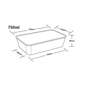 Rectangular Container in PP Transparent 750ml 17,4x11,6x5,5cm (500 Units)