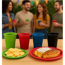 PS Reusable Plastic Plate Flat Lime Green Ø165mm (25 Units)