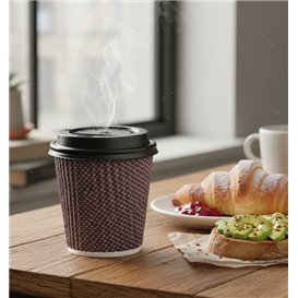 Lid with Hole for Paper Cup Black Ø7,3cm (50 Units)