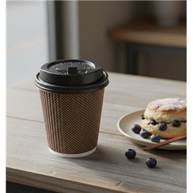Black PS Lid SIP With Hole for Paper Cups Ø9cm (50 Units)