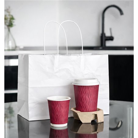 White paper bag with twisted handles for shops, foodservice and take away