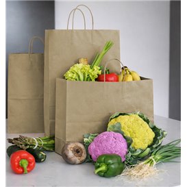 Paper Kraft Bag with Twisted Handles 80 g/m² 32+16x26cm (25 Units)