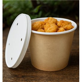 Paper Bucket Kraft with Lid 1750ml (150 Units)
