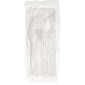 Plastic Cutlery kit PS Fork, Spoon, Knife and Napkin Clear (25 Units)