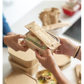 Kraft Cardboard Cutlery Kit Fork ,Knife and Napking (300 Units)