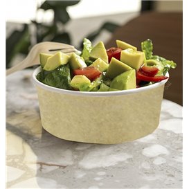 Paper Soup Bowl with Lid Kraft PP 550ml Ø14cm (50 Units)