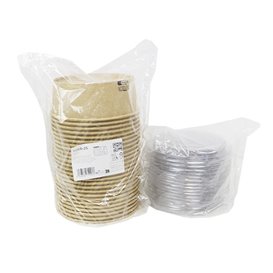 Paper Container Kraft-Kraft and RPET Lid 1140ml Ø18cm (25 Units)