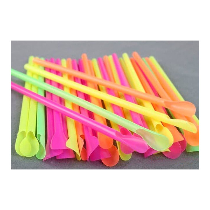 Plastic Straw Straight PS Spoon 4 colors Ø0,6cm 20cm (250 Units)