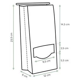 SOS Bag with Tin Tie and Window White 12+6,0x23,5cm (50 Units)