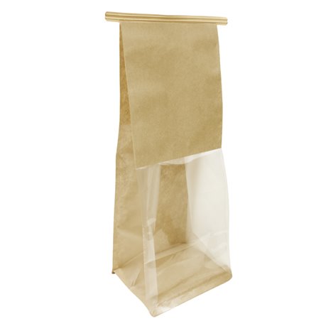 Kraft SOS Bag with Closure and BOPP Window 9+6x26 cm