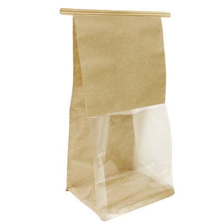 Kraft SOS Bag with Closure and BOPP Window 12+6x23.5 cm
