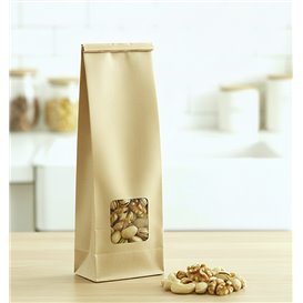 SOS Bag with Tin Tie and Window Kraft 9+6x26cm (50 Uds)