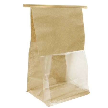 Kraft SOS Bag with Closure and BOPP Window 15+7x23 cm