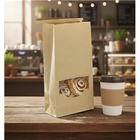 SOS Bag with Tin Tie and Window Kraft 12+6x23,5cm (50 Uds)