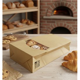 SOS Bag with Tin Tie and Window Kraft 12+6x23,5cm (50 Uds)