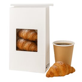 SOS Bag with Tin Tie and Window White 15+7x23cm (50 Uds)