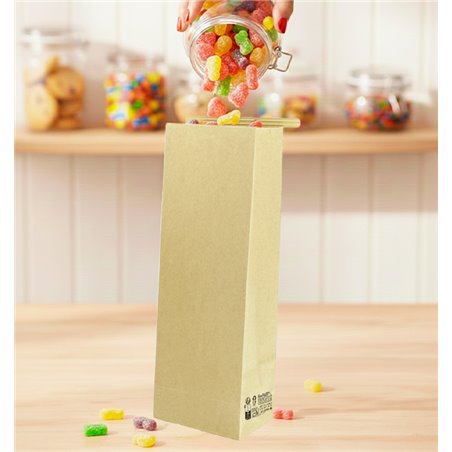 Kraft bag with closure for dry products 9+6x26 cm