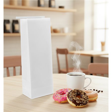 White bag with closure for dry products 9+6x26 cm
