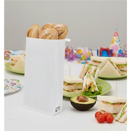 White bag with closure for dry products 12+6x23.5 cm