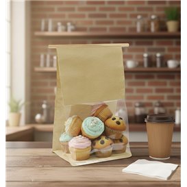 SOS Paper Bag and BOPP Display Window with Tin Tie 15+7x23cm (50 Uds)
