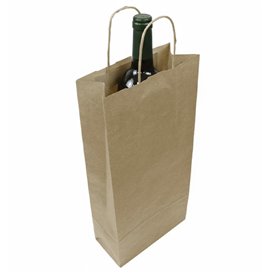 Paper Bottle Bag with Handles Kraft 115g/m² 18+8x39cm (250 Units)