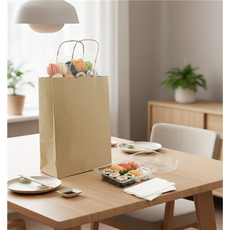 Small kraft paper bag with twisted handles for shops
