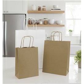 Paper Bag with Handles Kraft 115g/m² 18+8x24cm (250 Units)