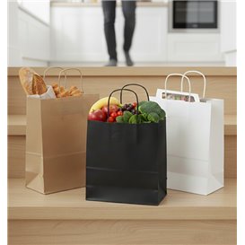 Paper Bag with Handles Kraft Black 100g/m² 22+10x27cm (25 Units)