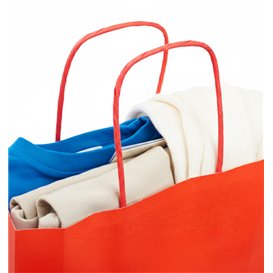 Paper Bag with Handles Kraft Red 90g/m² 22+10x27cm (25 Units) 