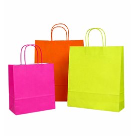 Paper Bag with Handles Kraft Red 90g/m² 22+10x27cm (250 Units)