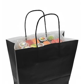 Paper Bag with Handles Kraft Black 90g/m² 24x11x32cm (25 Units) 