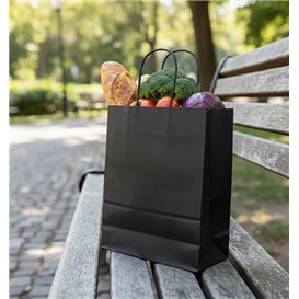 Paper Bag with Handles Kraft Black 90g/m² 24x11x32cm (25 Units) 