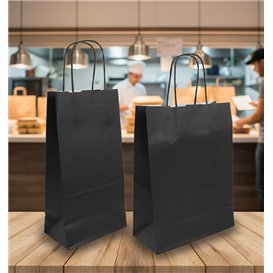 Paper Bag with Handles Kraft Black 90g/m² 24x11x32cm (25 Units) 