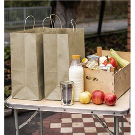 Paper Bag with Handles Kraft Brown 115g/m² 27+16x31cm (250 Units)