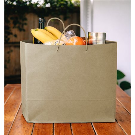 Spacious kraft paper bag with twisted handles for takeaways and shops