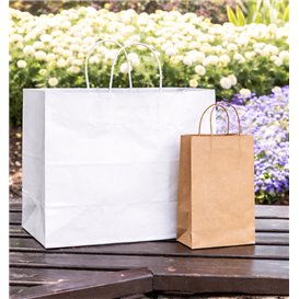 Paper White Bag with Twisted Handles 80 g/m² 32+16x26cm (25 Units)