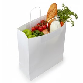 Paper Bag with Handles Kraft White 110g/m² 42+16x49cm (250 Units)