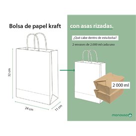 Paper Bag with Handles Kraft 115g/m² 24+11x32cm (25 Units) 