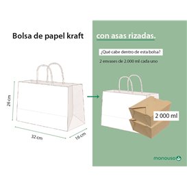 Paper Kraft Bag with Twisted Handles 80 g/m² 32+16x26cm (250 Units)