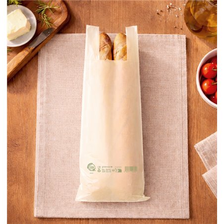 Home Compost vest carrier bag for baguettes in bakeries