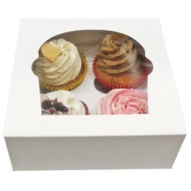 Paper Cupcake Box 4 Slots White 17,3x16,5x7,5cm (140 Units)